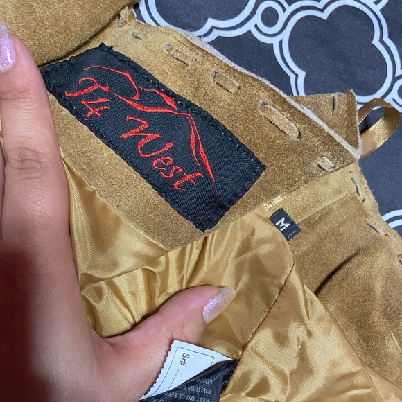 T4 West Tan Fringe Genuine Leather Skirt - Picture 6 of 11